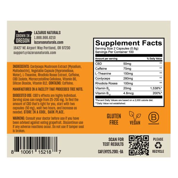 Energy Formula 25mg CBD Isolate Hemp Capsules - Image 7